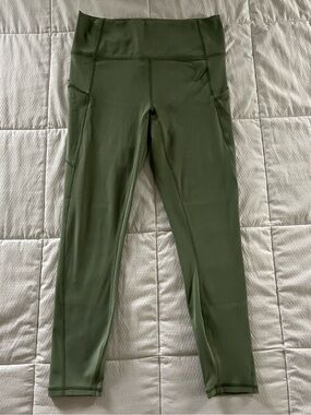 Fabletics Palm Leaf Green Oasis PureLuxe High-Waisted 7/8 Pocket Legging